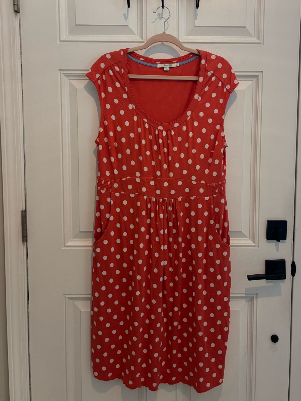 Boden cotton polka dot dress in size 14 long.